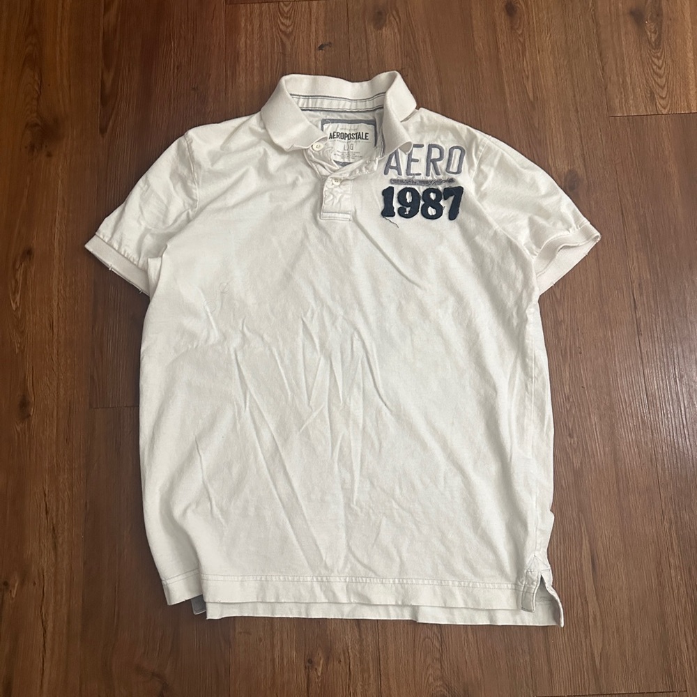 Vintage Aeropostale Men's White Polo Shirt